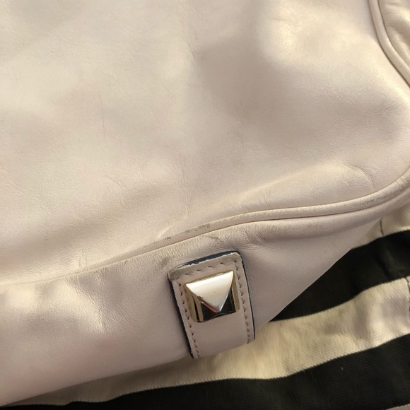 L.A.M.B white leather and navy Messenger bag - Picture 6 of 8